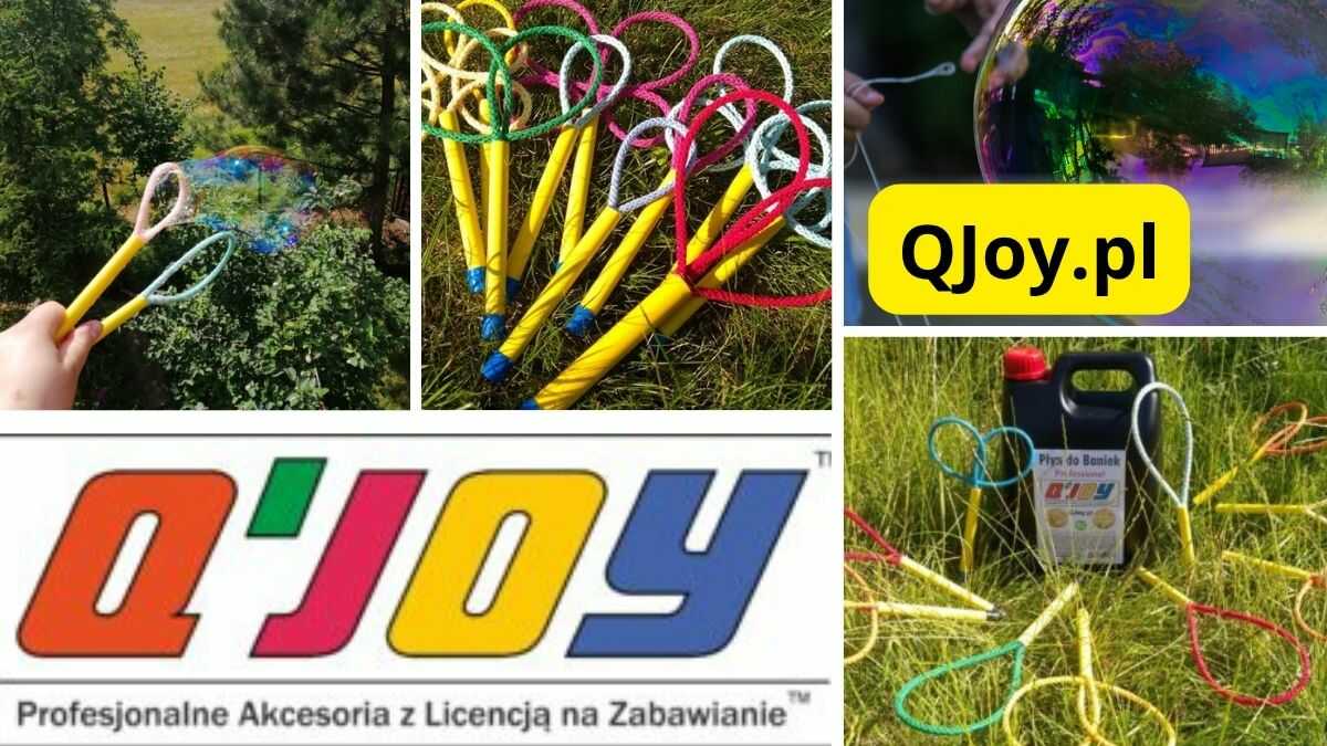 QJoy.pl – kijki do baniek i płyn do dużych baniek mydlanych (kolaż)