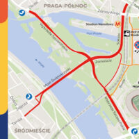 Mapa zmian w ruchu podczas biegu „Policz się z cukrzycą” w Warszawie – zamknięte ulice przy PGE Narodowym i na Pradze