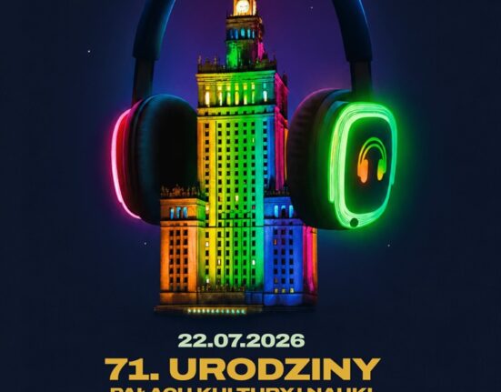 Plakat promocyjny 71. urodzin Pałacu Kultury i Nauki w Warszawie
