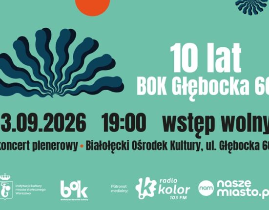 Plakat jubileuszu 10-lecia BOK Głębocka 66 w Warszawie - koncert plenerowy 13 września